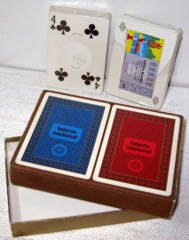 JUEGO-2-NAIPES-BARAJA-ESPANOLA-POKER-LOTERIA-NACIONAL-1976